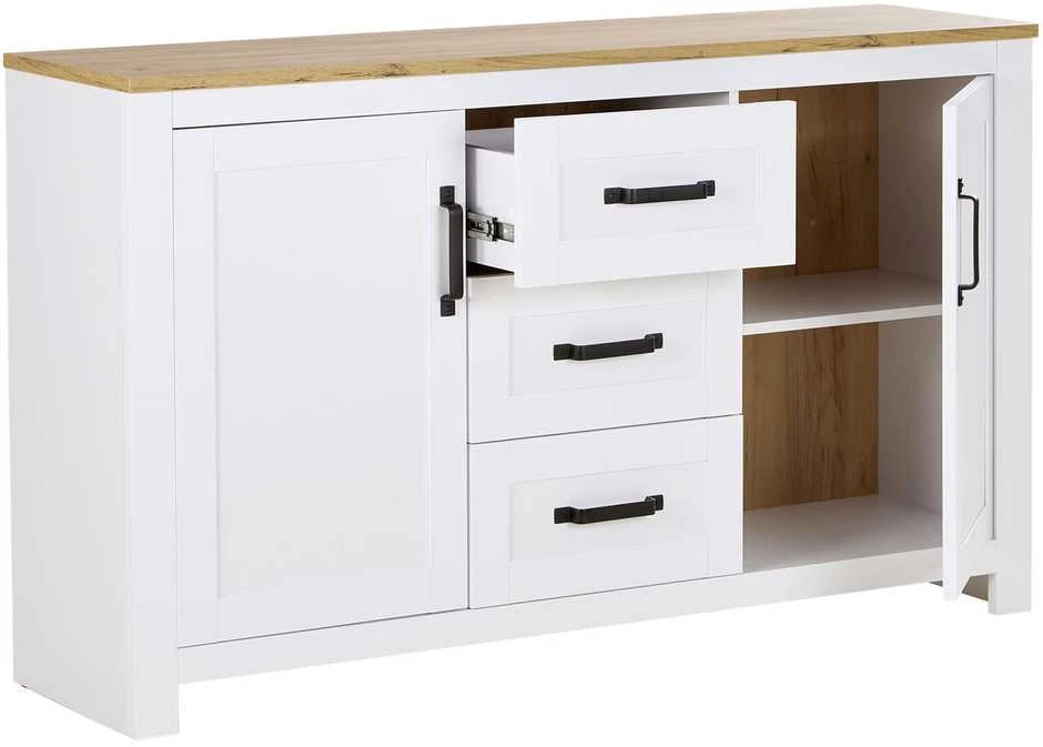 Homestyle4U Komoda, 150x89,5x41 cm, Balta