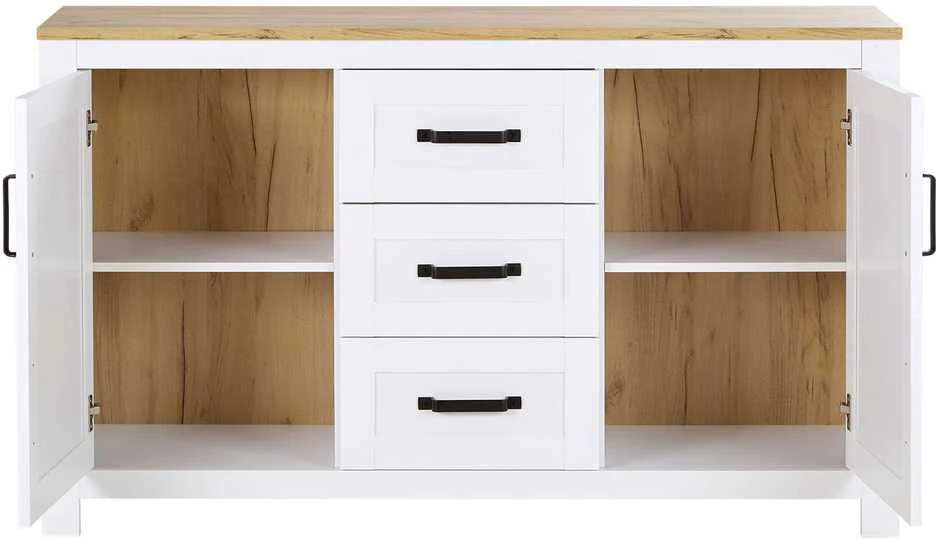 Homestyle4U Komoda, 150x89,5x41 cm, Balta