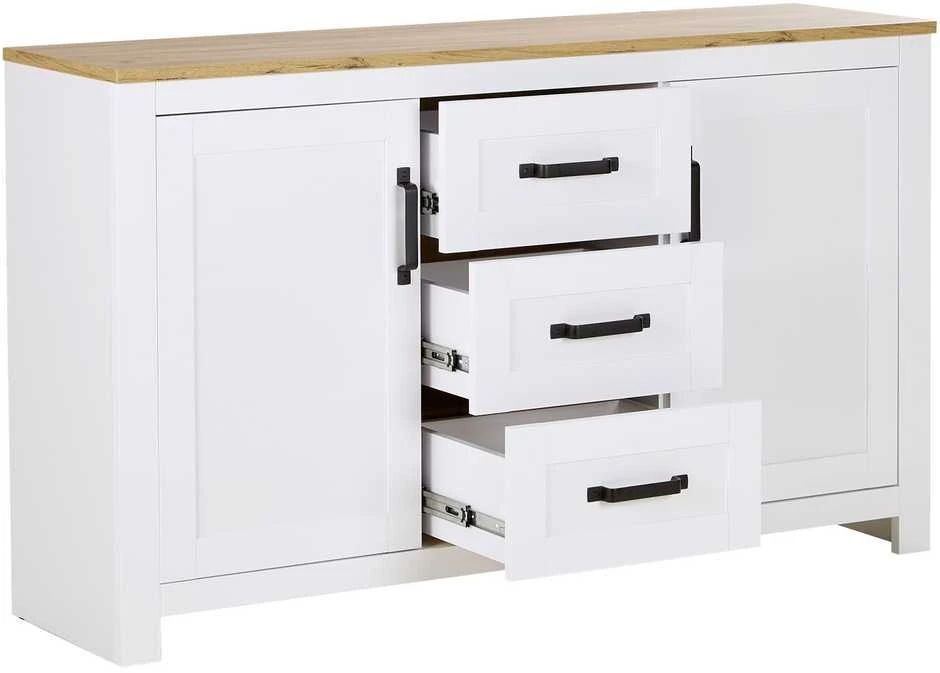 Homestyle4U Komoda, 150x89,5x41 cm, Balta