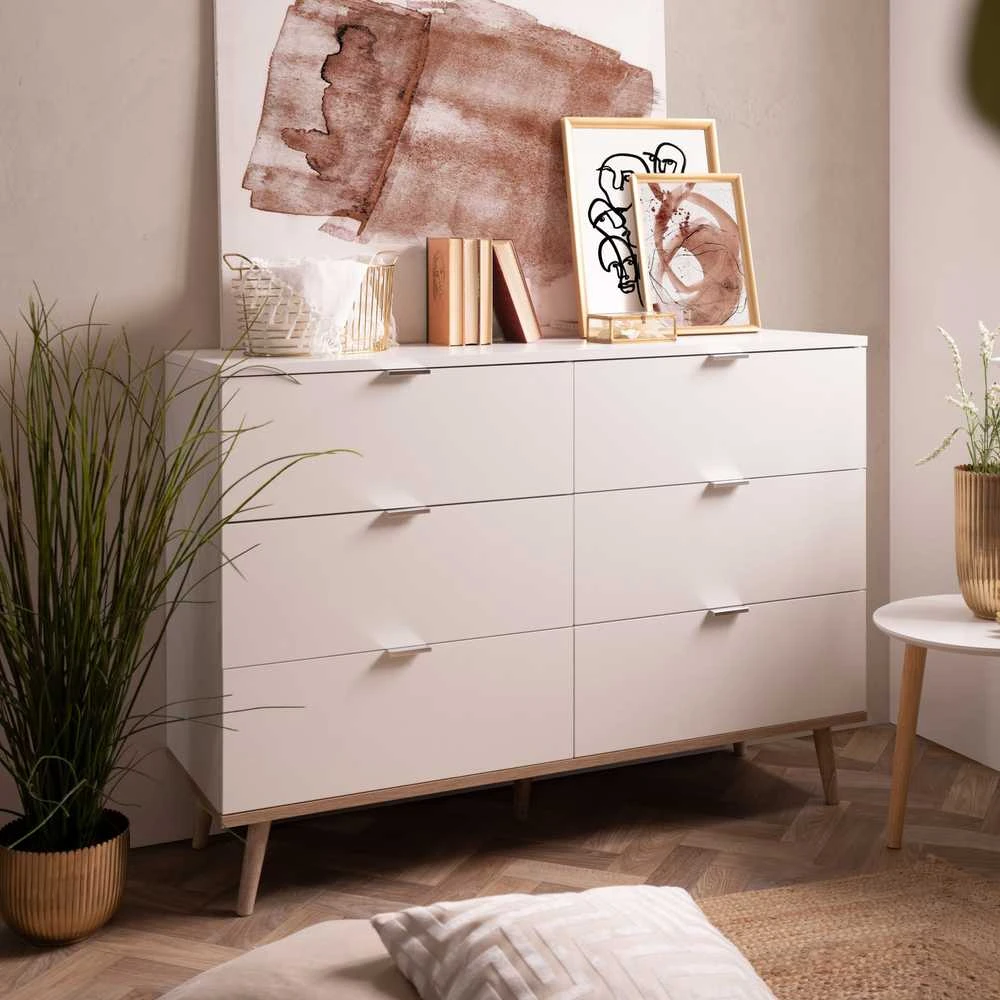 Homestyle4U Komoda, 120x40x86 cm, balta