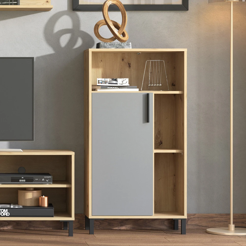 Homestyle4U Svetainės baldų komplektas, 259x192,5x38 cm, ruda, pilka