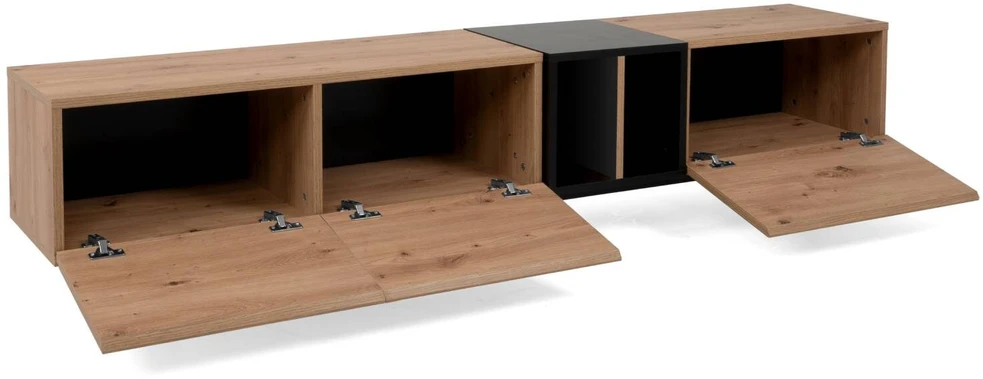 Homestyle4U TV staliukas, 195x37x48 cm, juodas, rudas
