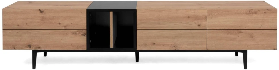 Homestyle4U TV staliukas, 195x37x48 cm, juodas, rudas