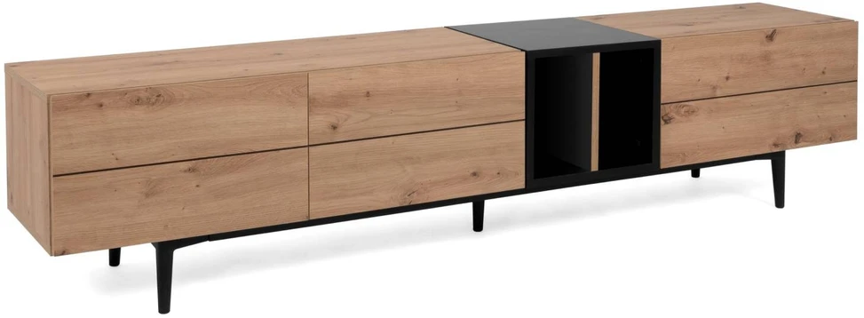 Homestyle4U TV staliukas, 195x37x48 cm, juodas, rudas