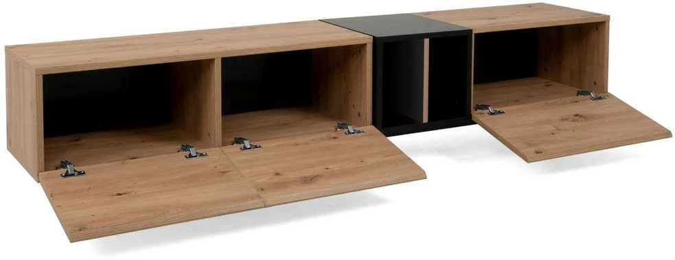 Homestyle4U TV staliukas, 195x37x48 cm, juodas, rudas