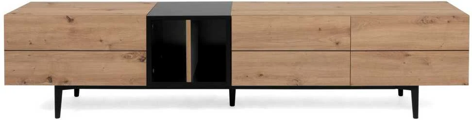 Homestyle4U TV staliukas, 195x37x48 cm, juodas, rudas