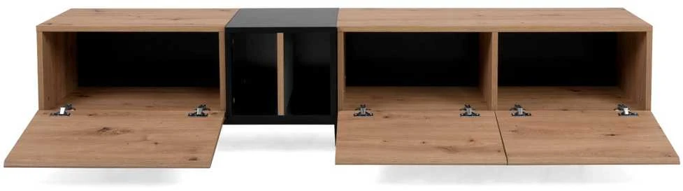 Homestyle4U TV staliukas, 195x37x48 cm, juodas, rudas