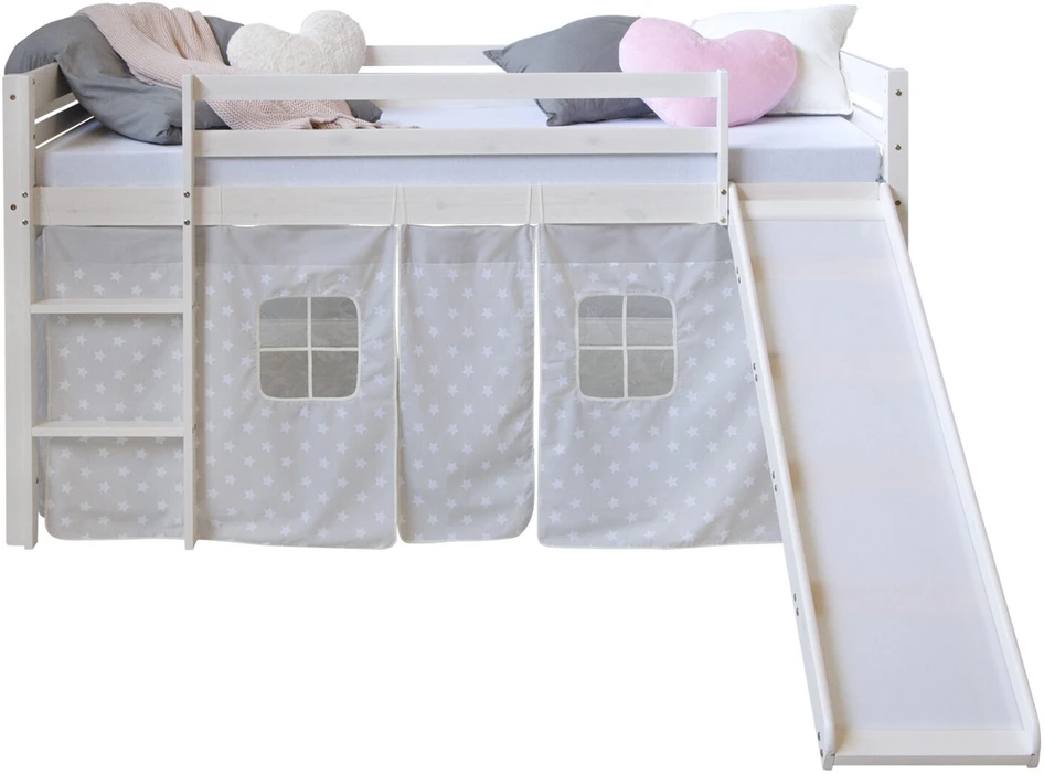 Homestyle4U Vaikiška aukšta lova, 207.5x110x219.5 cm, balta