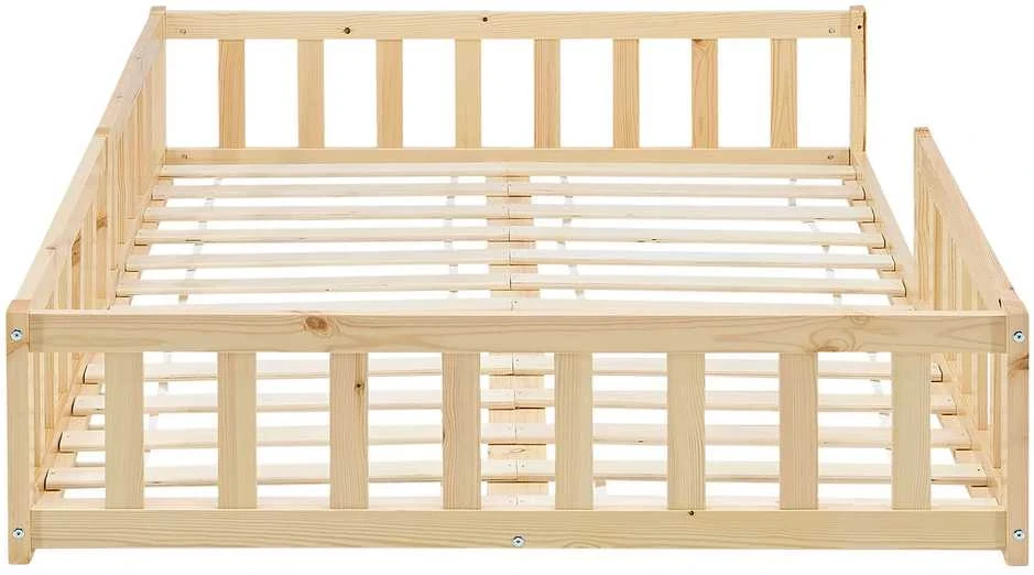 Homestyle4U Vaikiška grindų lova, 125x32x206.5 cm, ruda