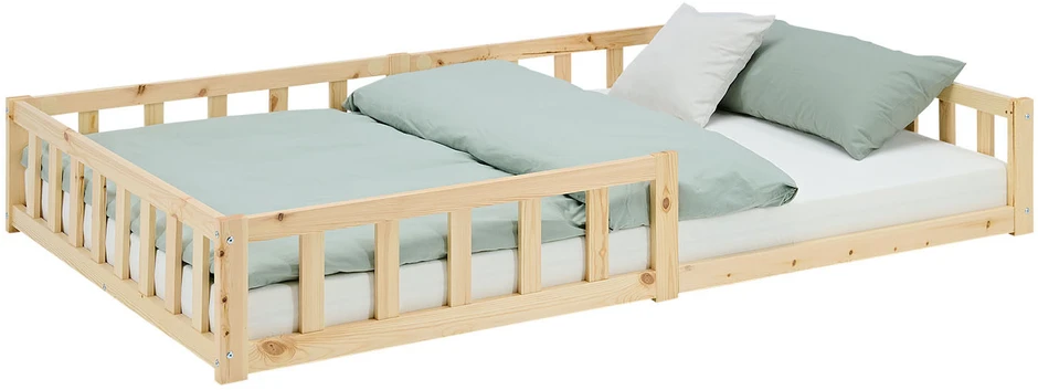 Homestyle4U Vaikiška grindų lova, 125x32x206,5 cm, ruda