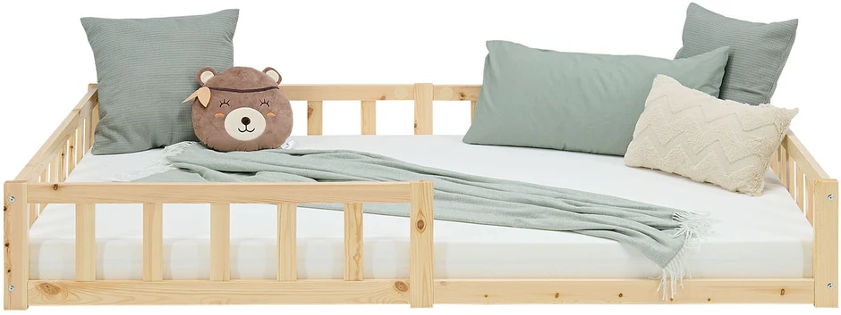 Homestyle4U Vaikiška grindų lova, 125x32x206,5 cm, ruda