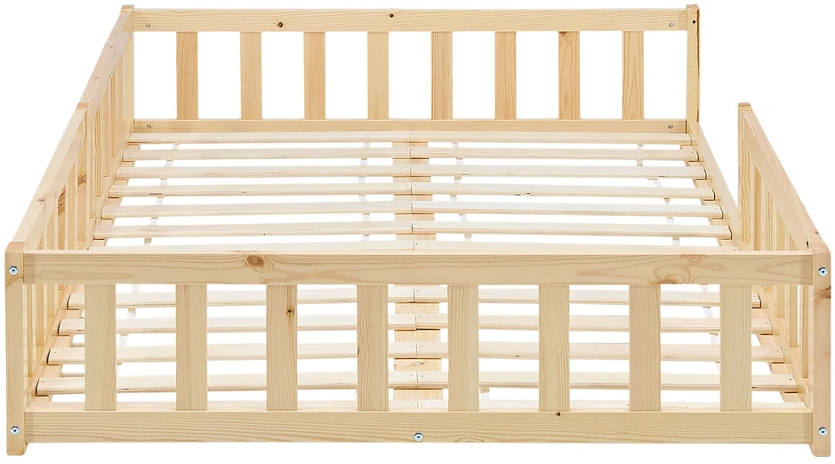 Homestyle4U Vaikiška grindų lova, 125x32x206.5 cm, ruda