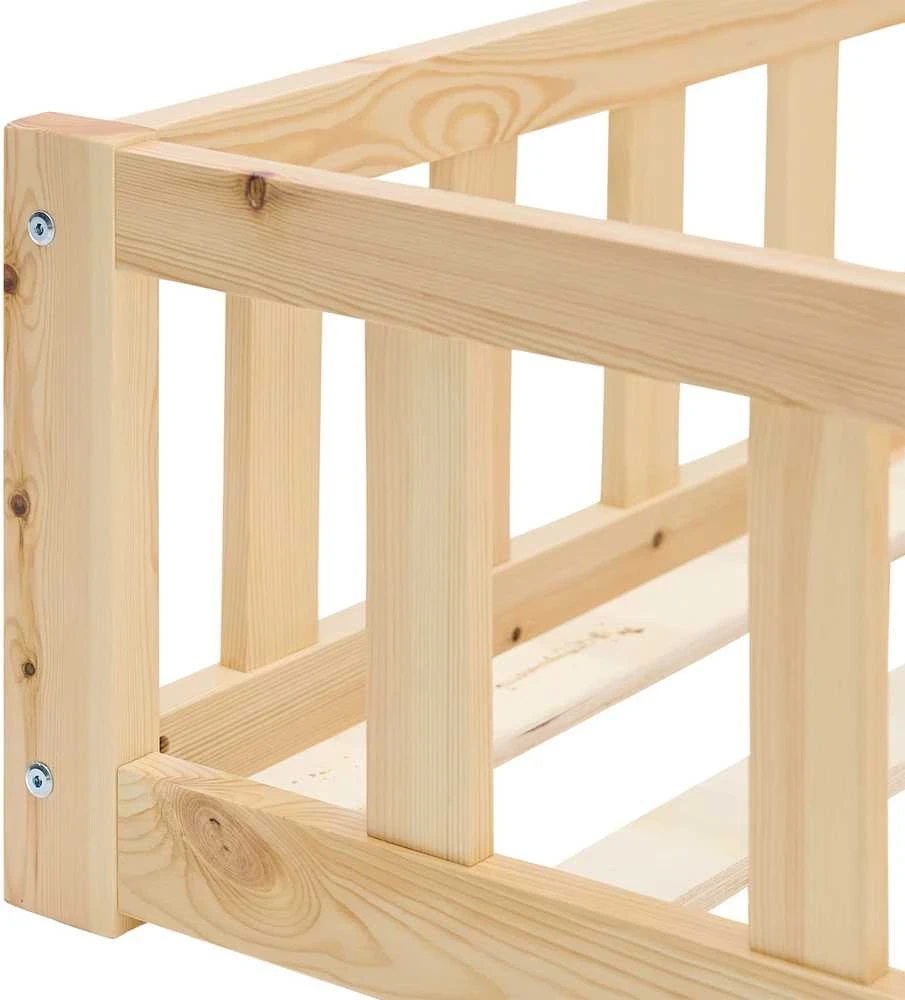 Homestyle4U Vaikiška grindų lova, 125x32x206.5 cm, ruda