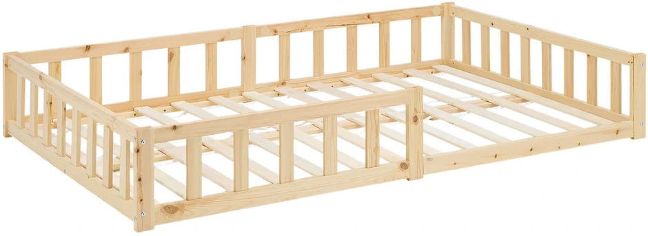 Homestyle4U Vaikiška grindų lova, 125x32x206.5 cm, ruda