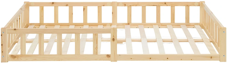 Homestyle4U Vaikiška grindų lova, 125x32x206.5 cm, ruda