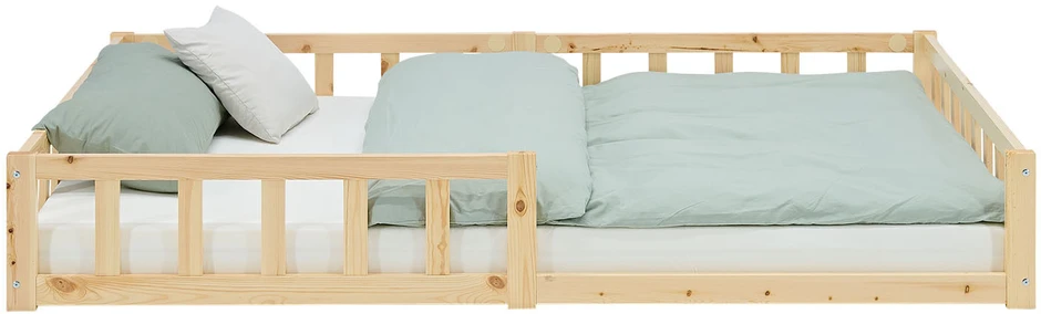 Homestyle4U Vaikiška grindų lova, 125x32x206.5 cm, ruda