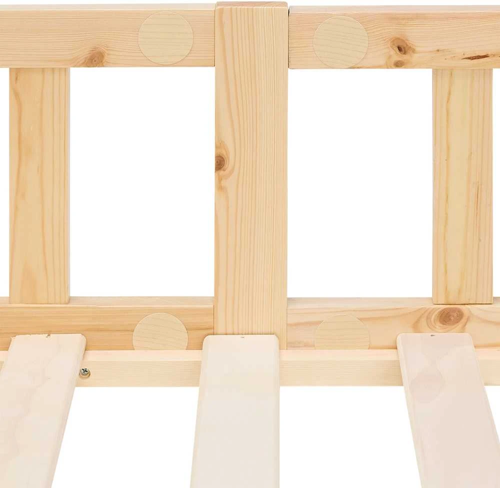 Homestyle4U Vaikiška grindų lova, 125x32x206.5 cm, ruda