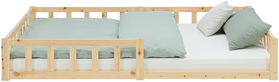 Homestyle4U Vaikiška grindų lova, 125x32x206,5 cm, ruda