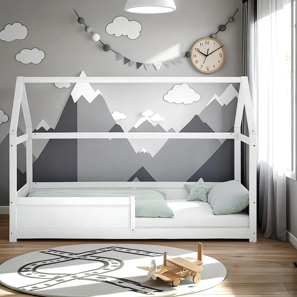 Homestyle4U Vaikiška lova, 94,5x139x206 cm, balta