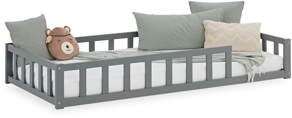 Homestyle4U Vaikiška lova, 96x32x205,5 cm, pilka