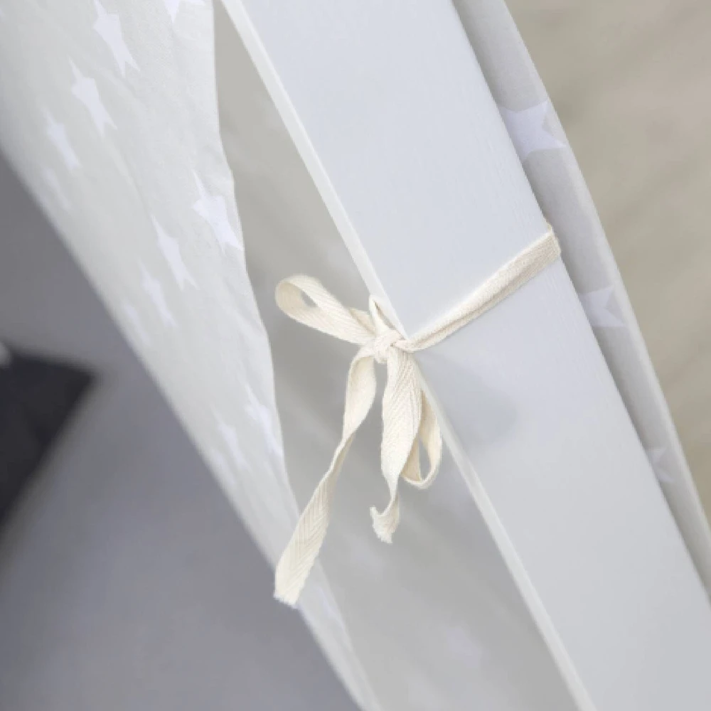 Homestyle4U Vaikiška lova, medinė namelio formos palapinės lova su stalčiais, 121x208x153 cm, balta