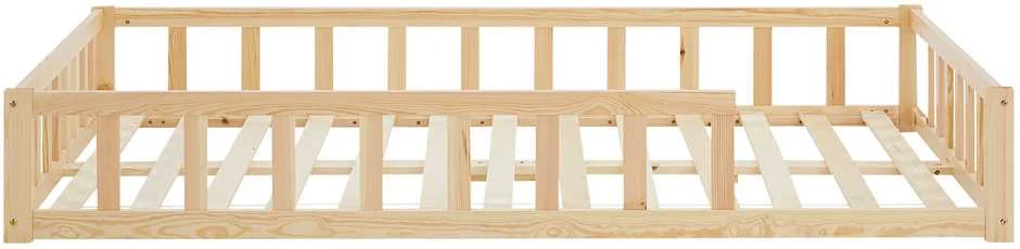 Homestyle4U Vaikiška grindų lova, 125x32x206.5 cm, ruda