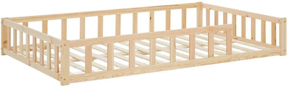 Homestyle4U Vaikiška grindų lova, 125x32x206.5 cm, ruda