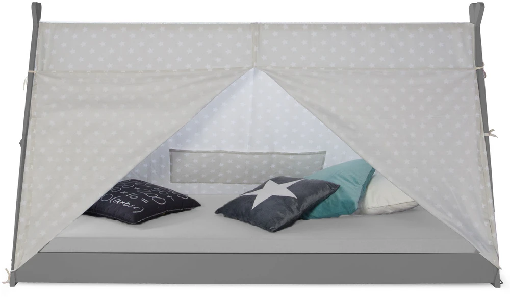 Homestyle4U Vaikiška lova, Tipi palapinės lova, 105,5x208x132,5 cm, pilka