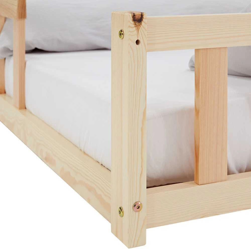 Homestyle4U Vaikiška grindų lova, 125x32x206,5 cm, ruda