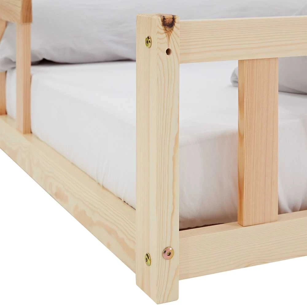 Homestyle4U Vaikiška grindų lova, 125x32x206,5 cm, ruda