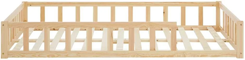 Homestyle4U Vaikiška grindų lova, 125x32x206,5 cm, ruda