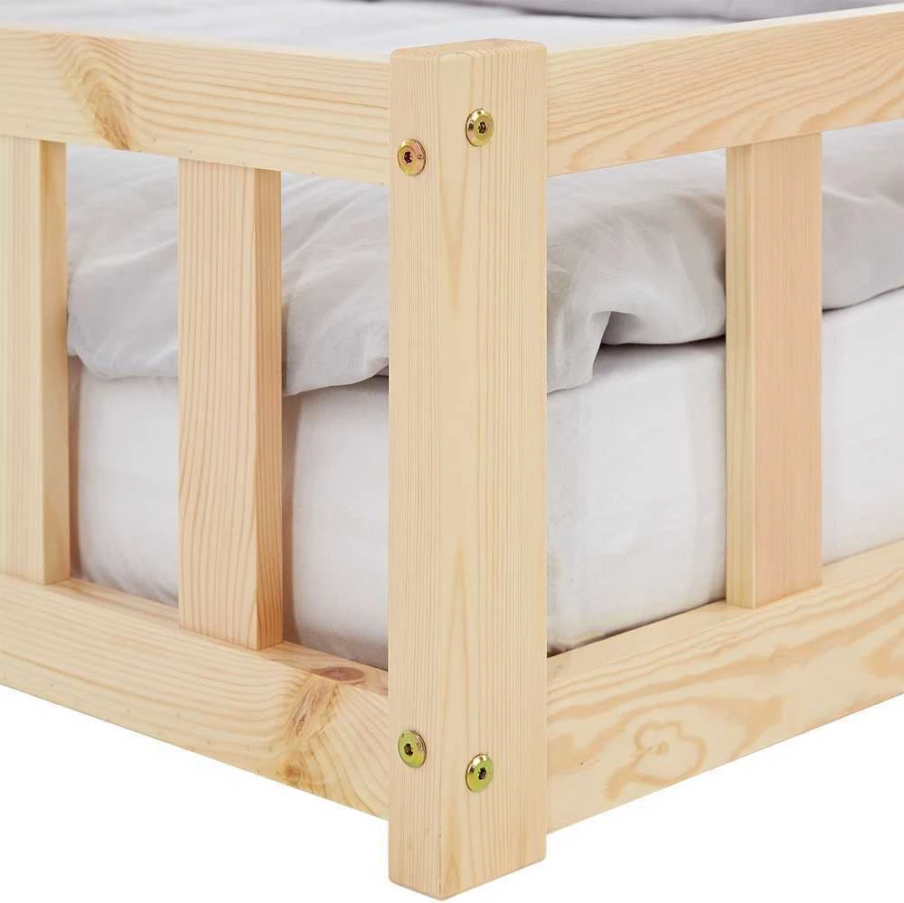 Homestyle4U Vaikiška grindų lova, 125x32x206,5 cm, ruda