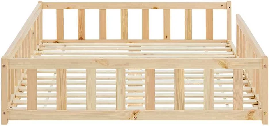 Homestyle4U Vaikiška grindų lova, 125x32x206,5 cm, ruda