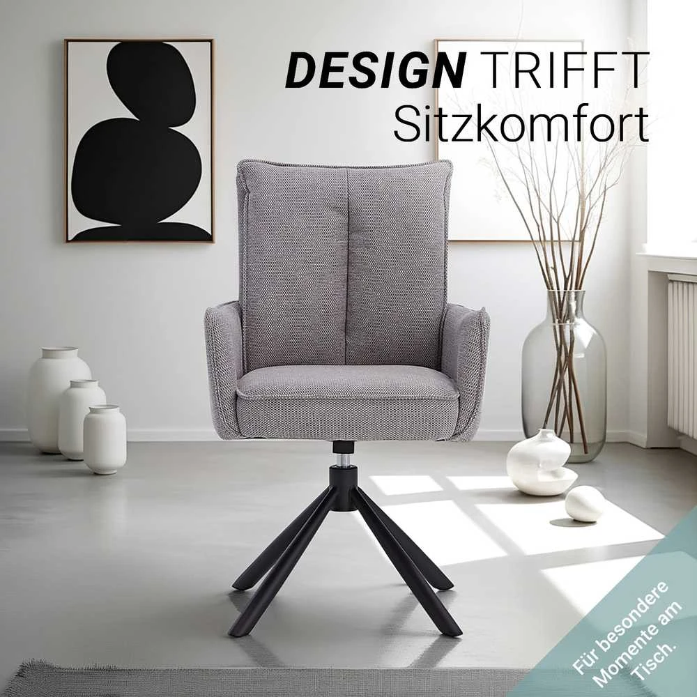 Homestyle4U Valgomojo kėdžių komplektas, 59x93,5x64 cm, pilka