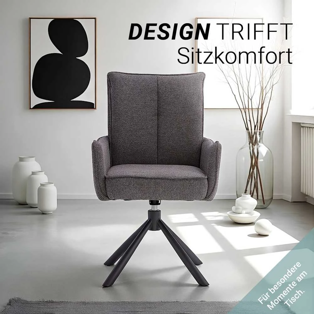Homestyle4U Valgomojo kėdžių komplektas, 59x93,5x64 cm, pilka