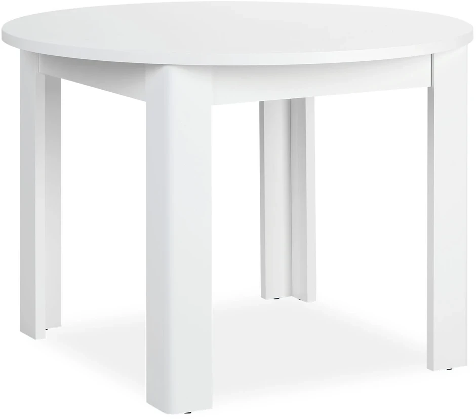 Homestyle4U Valgomasis stalas, 106x106x76.5 cm, balta