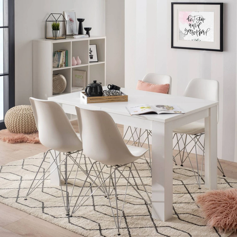 Homestyle4U Valgomasis stalas, 120x80x75 cm, balta