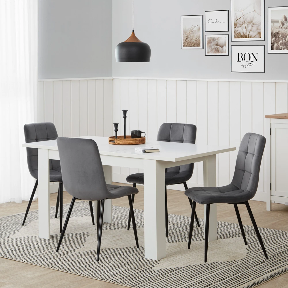 Homestyle4U Valgomasis stalas, 120x80x75 cm, balta