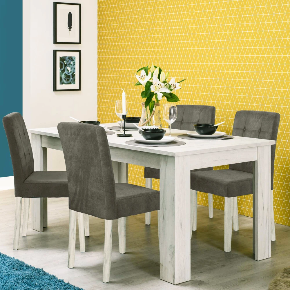 Homestyle4U Valgomasis stalas, 200.5x90.5x76.5 cm, balta
