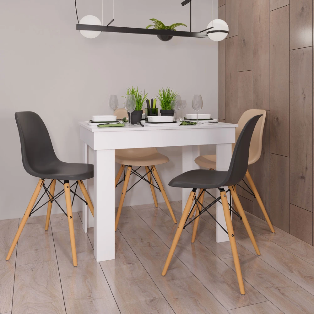 Homestyle4U Valgomasis stalas, 90x73x60 cm, balta