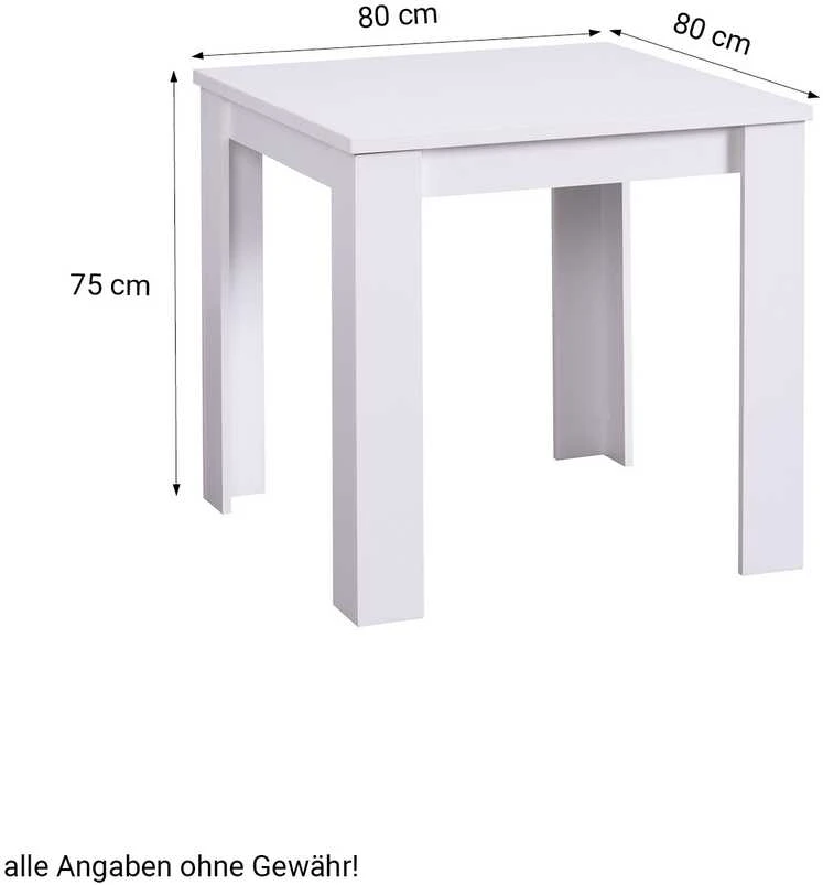 Homestyle4U Valgomasis stalas, 80x80x75 cm, balta