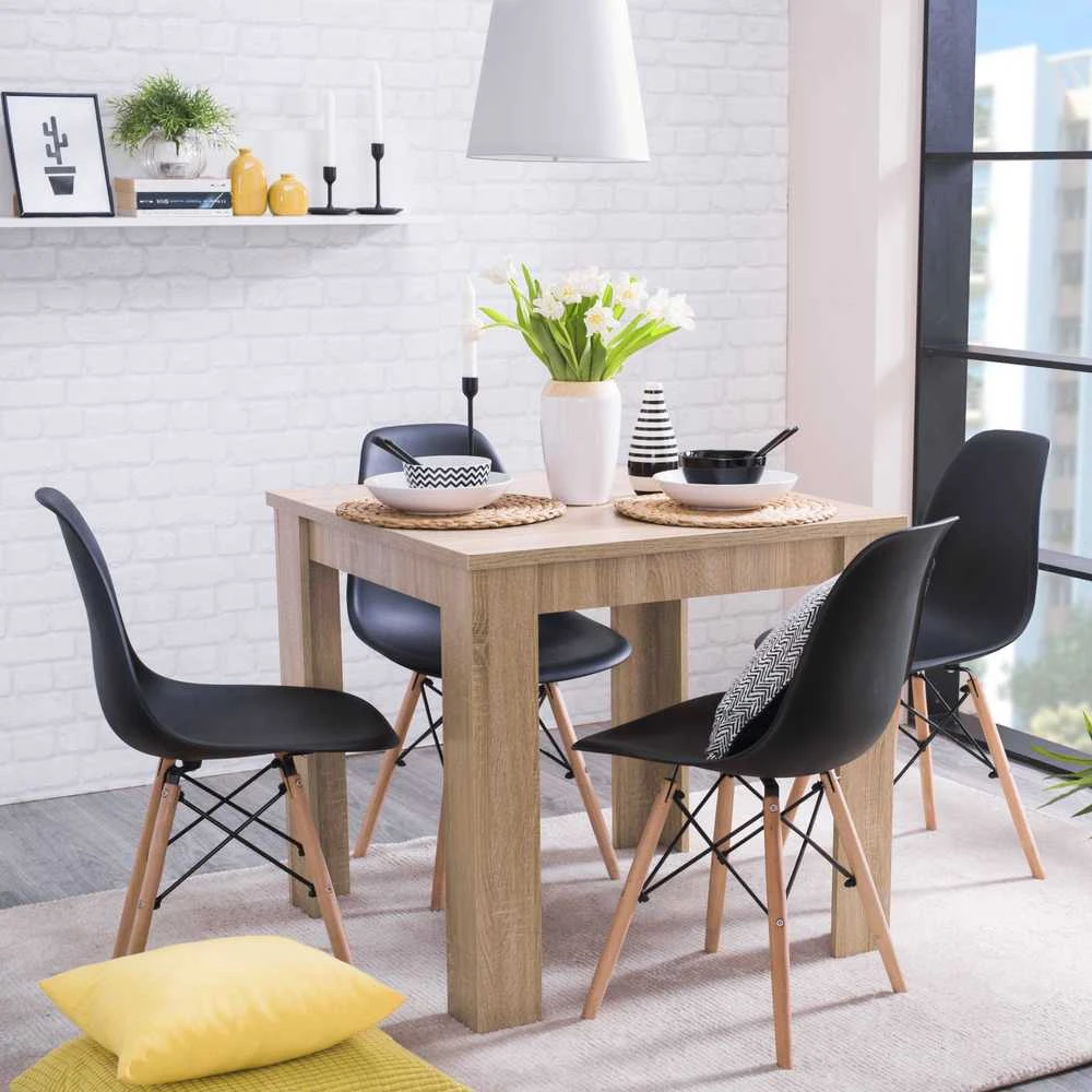 Homestyle4U Valgomojo stalas, 80x80x75 cm, rudas