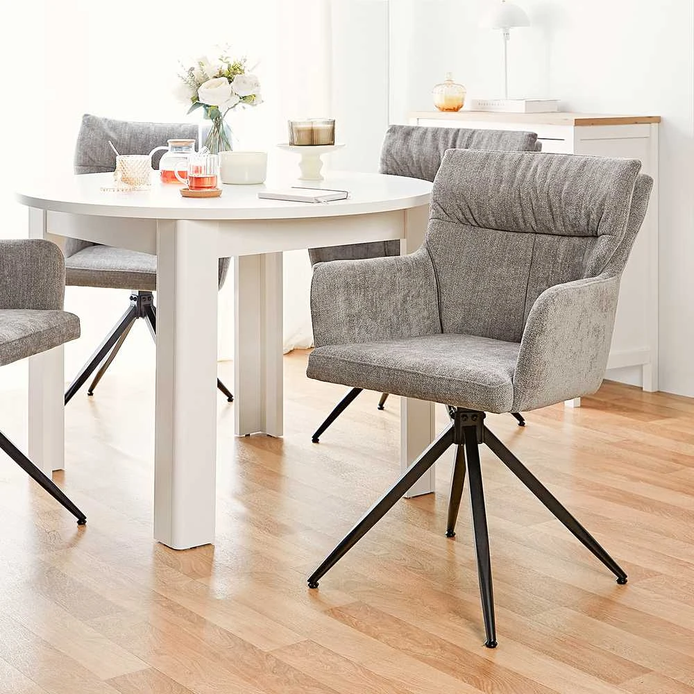 Homestyle4U Valgomasis stalas, 106x106x76.5 cm, balta
