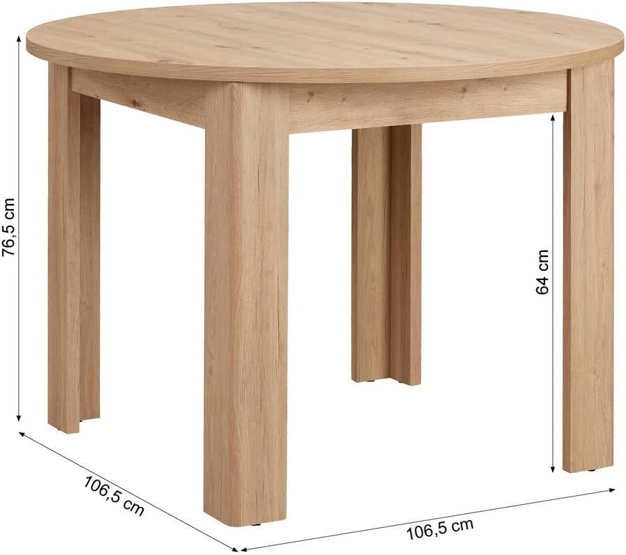 Homestyle4U Valgomojo stalas, 106.5x106.5x76.5 cm, rudas