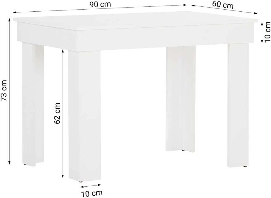 Homestyle4U Valgomasis stalas, 90x73x60 cm, balta
