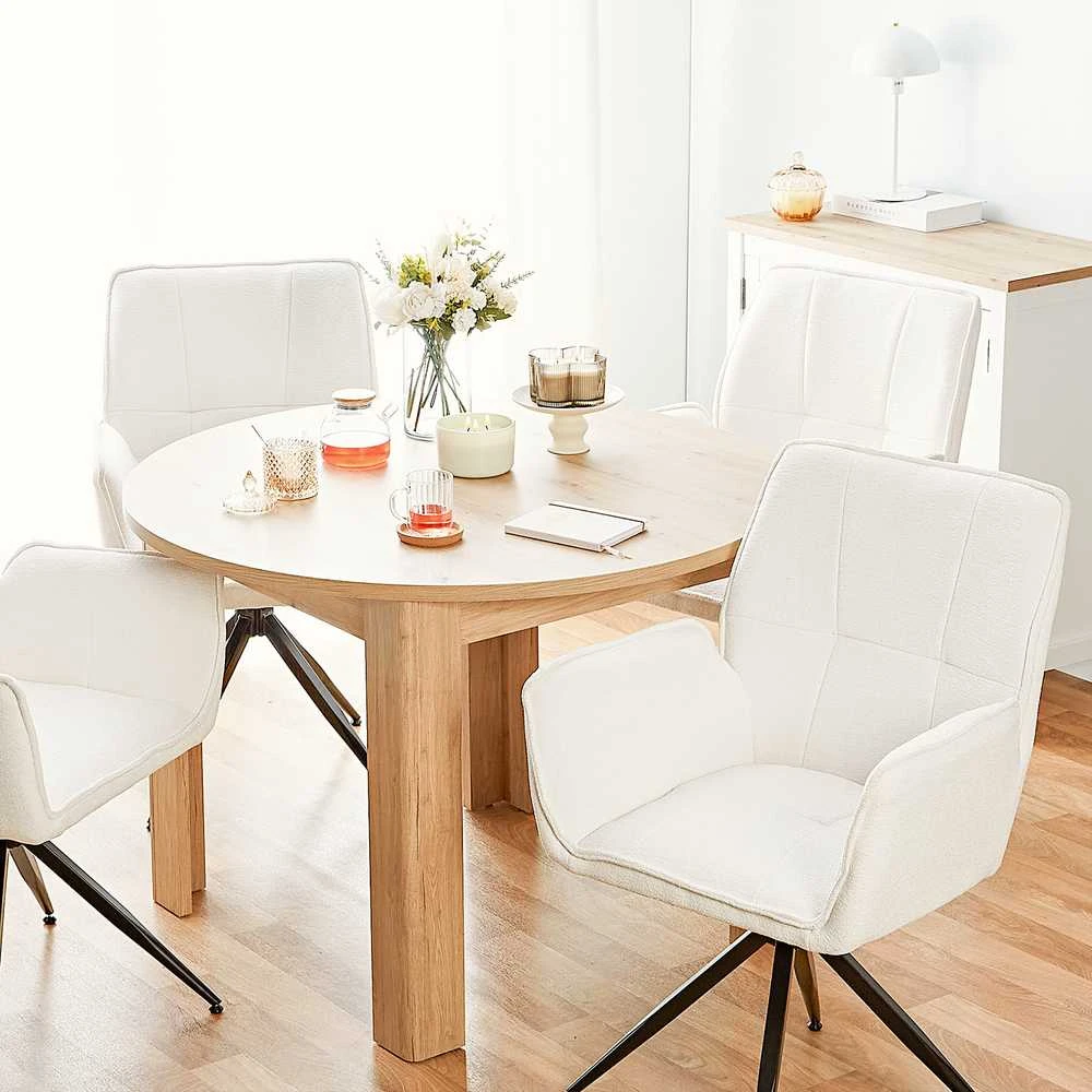 Homestyle4U Valgomojo stalas, 106.5x106.5x76.5 cm, rudas