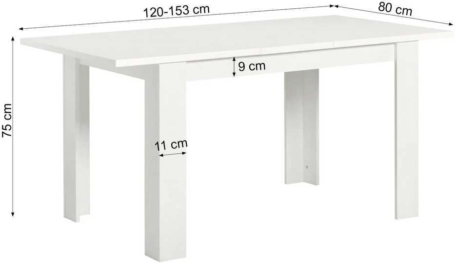 Homestyle4U Valgomasis stalas, 120x80x75 cm, balta