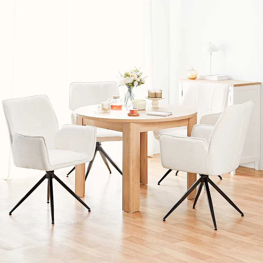 Homestyle4U Valgomojo stalas, 106.5x106.5x76.5 cm, rudas