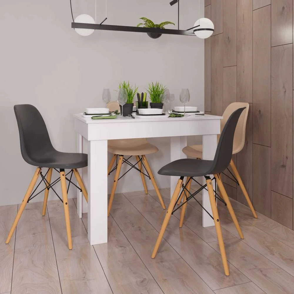 Homestyle4U Valgomasis stalas, 90x73x60 cm, balta