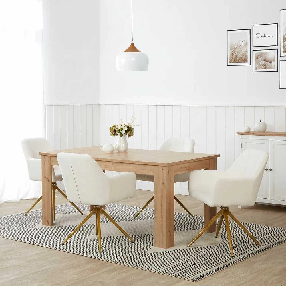 Homestyle4U Valgomojo stalas, 200.5x90.5x76.5 cm, rudas